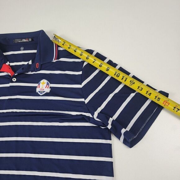 Ralph Lauren RLX USA Sz Large Blue Red Striped Performance Golf Polo Shirt Mens - Picture 6 of 9